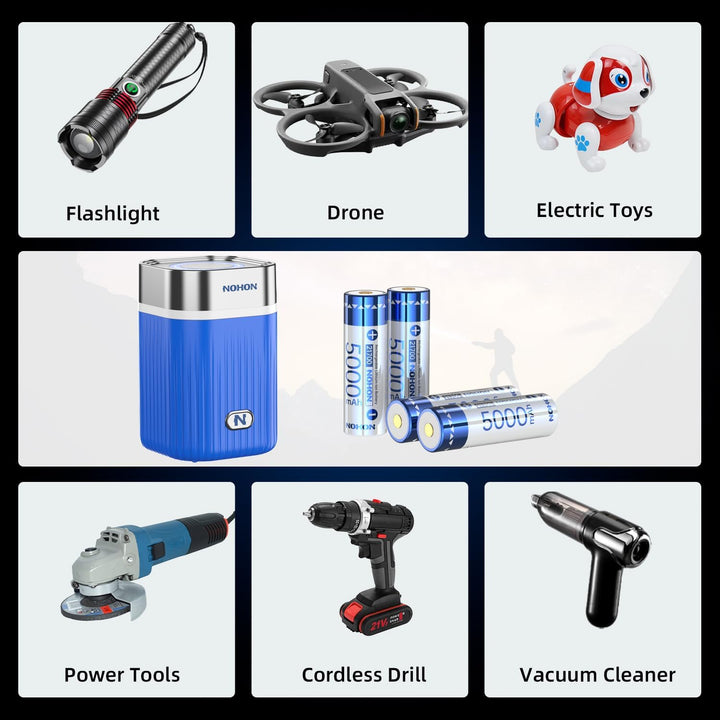 4 Fach Batterieladegerät für 21700 Akku, 5V Schnellladegerät 5000mAh 21700 Lithium-Ionen Akku Set, Ü