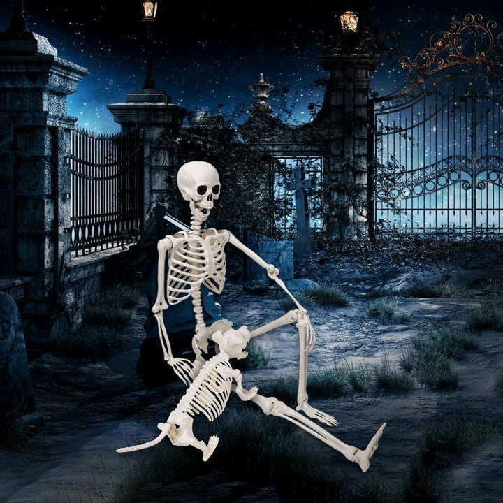 DIYDEC 165cm Halloween Bewegliches Skelett mit Hund, Ganzkörper Hunde Skelett Lebensgrosses Skelett
