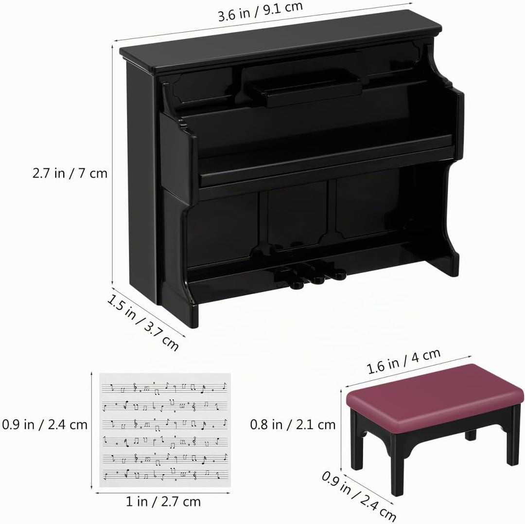 Toddmomy Klavier Miniatur Deko, Miniature Piano &amp; Hocker FüR Puppenhaus ZubehöR Micro Landschaft Fee