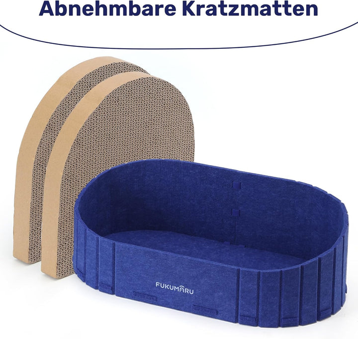 FUKUMARU Kratzbrett für Katzen, 61 cm Kratzpappe in Sofa-Form, Umkehrbares Katzenbett, runde Kratzpa
