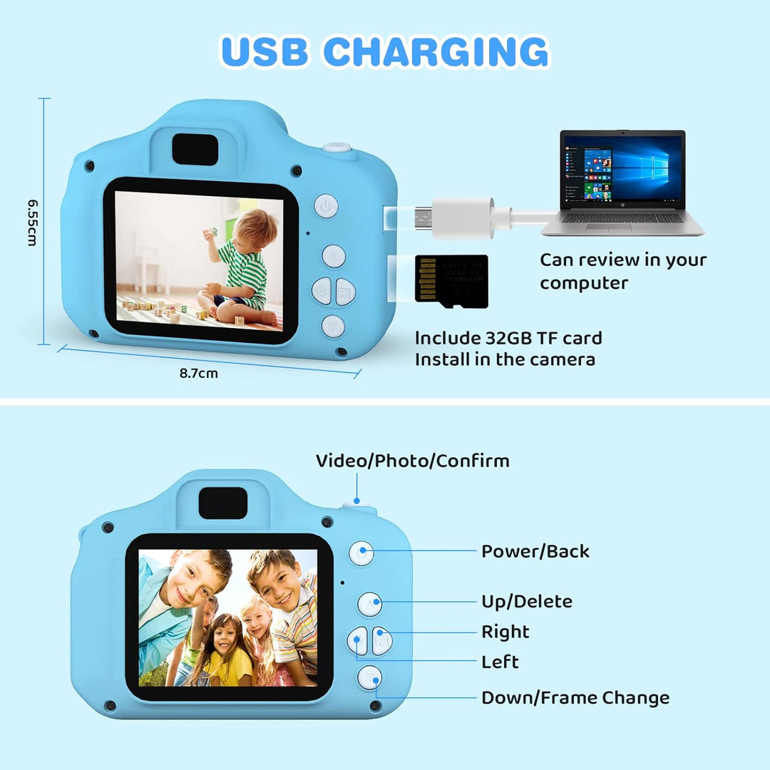 ASTGMI Kinderkamera 2,0 Zoll Kinder Digitalkamera, Minikamera Kinder wiederaufladbar Camcorder Gesch