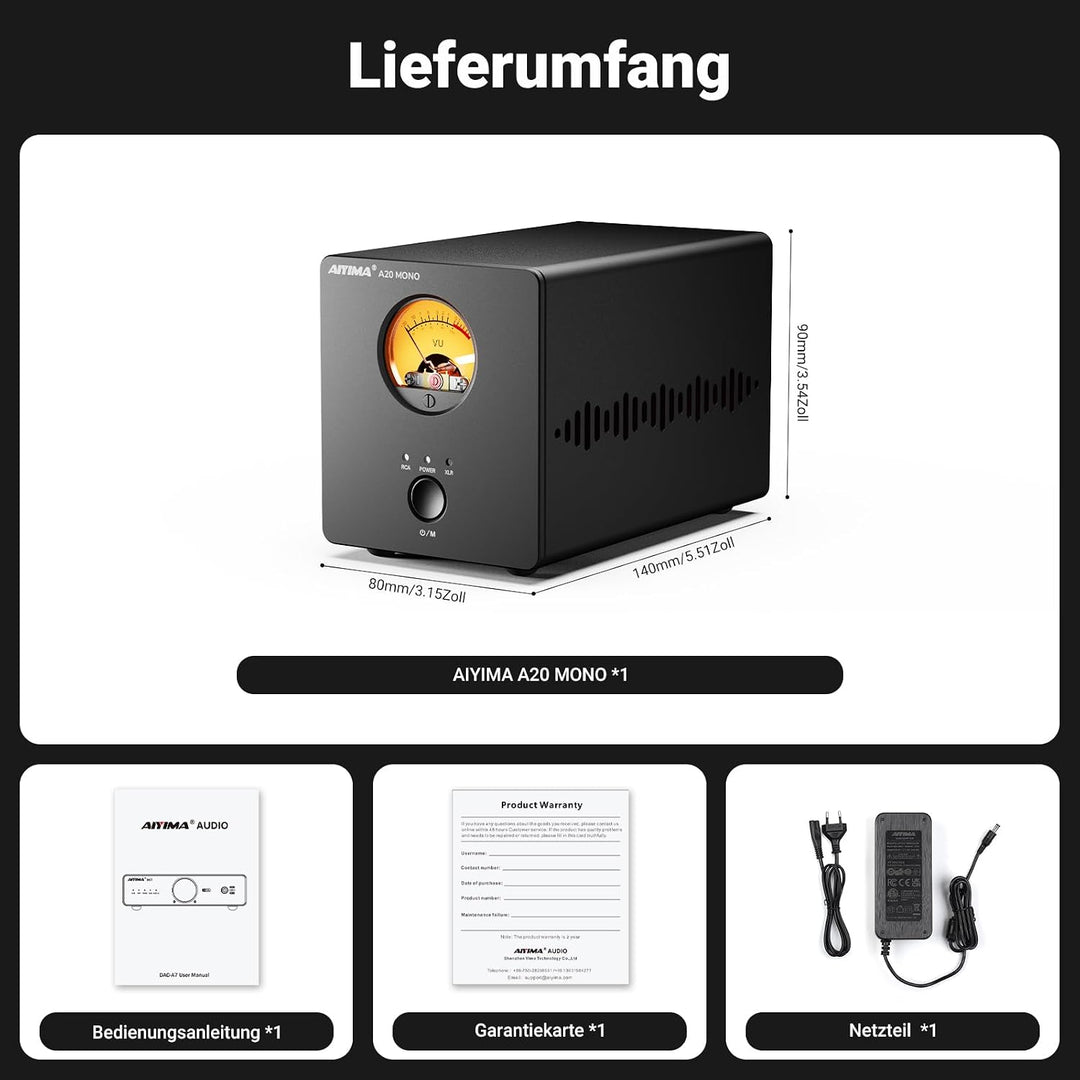 AIYIMA A20 Mono Vollsymmetrischer 300W TPA3255 Klasse D Verstärker mit HFP | HiFi Desktop Verstärker