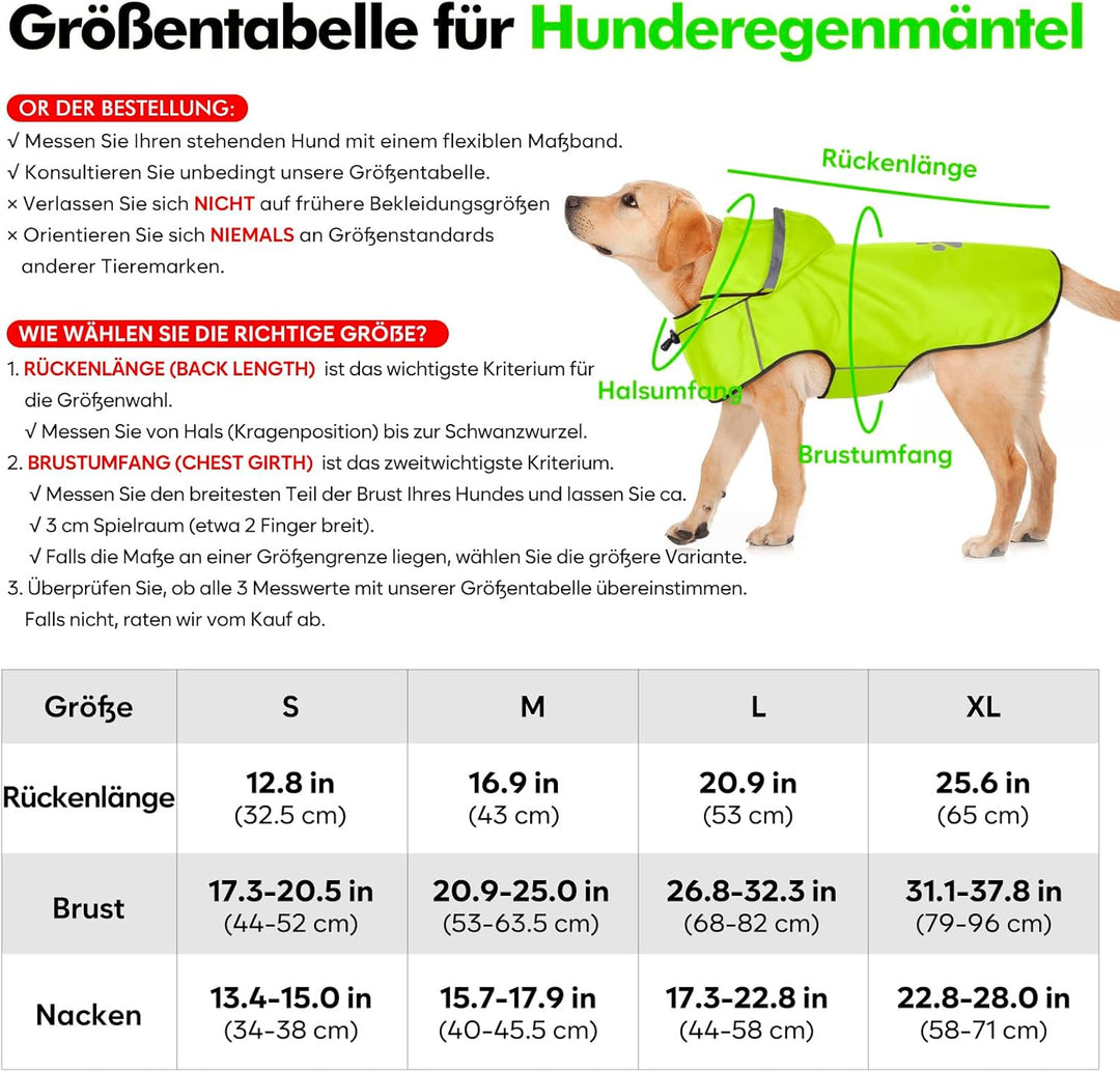 Regenmantel für Hunde - Reflektierender Hunderegenmantel, Wasserdicht, Verstellbare Regenjacken mit