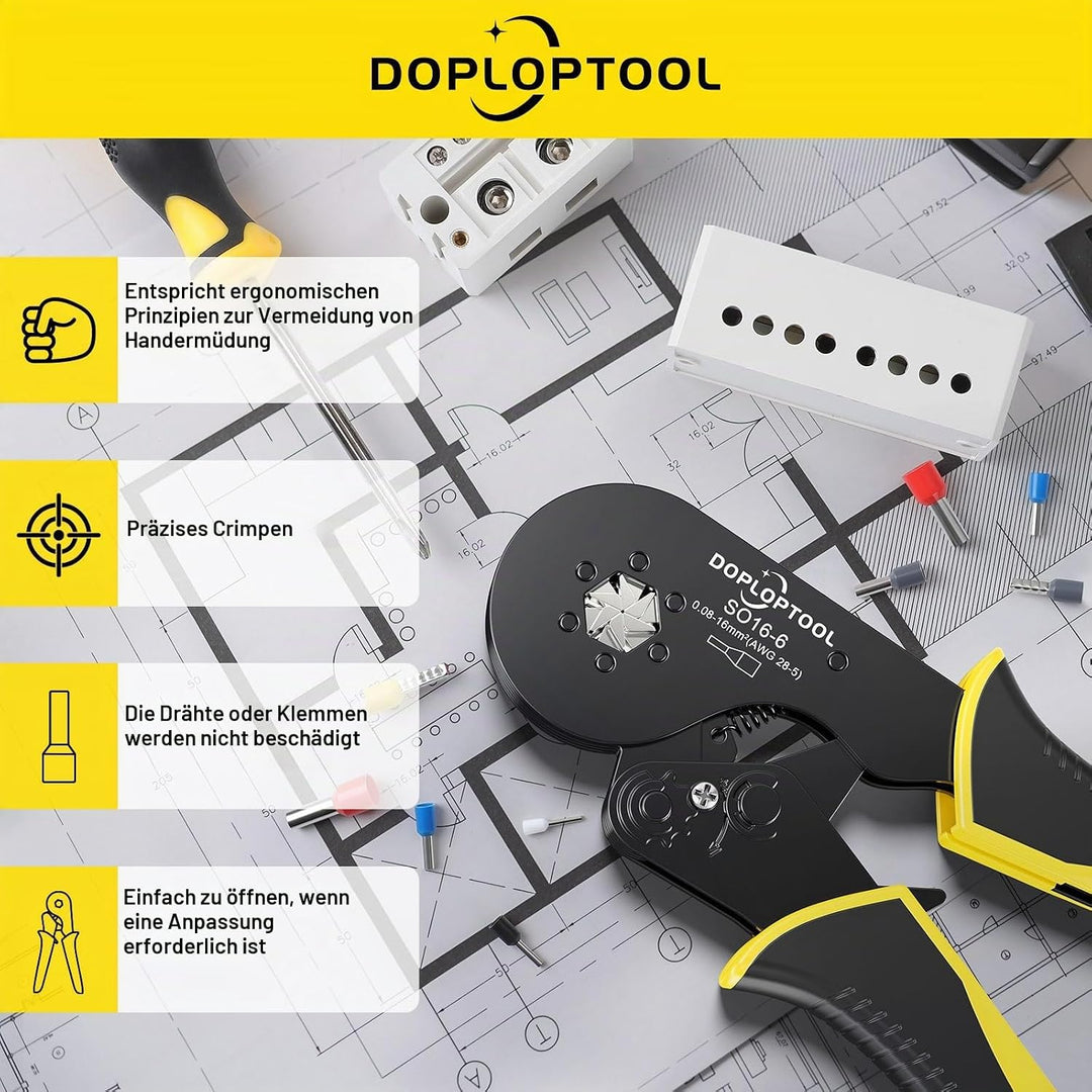 Crimpzangen Aderendhülsen Set, Sechskant Aderendhülsenzange mit 1200 stück Aderendhülsen Tool Kit (0