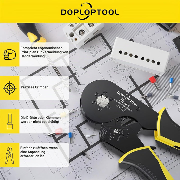 Crimpzangen Aderendhülsen Set, Sechskant Aderendhülsenzange mit 1200 stück Aderendhülsen Tool Kit (0