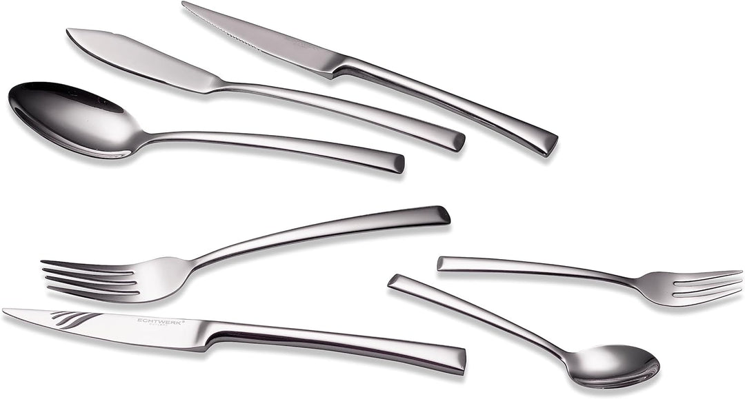 ECHTWERK Tafelbesteck Avelino, Silber Edition, 42-teilig, Essbesteck für bis zu 6 Personen, Edelstah