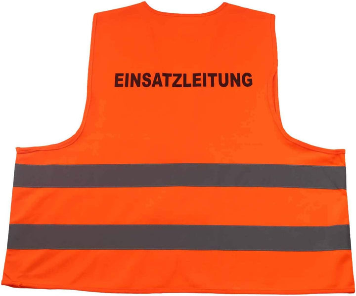 4business 5 Stück Kfz Qualitäts Warnweste EINSATZLEITUNG orange EN ISO 20471 Klasse 2 für Erwachsene