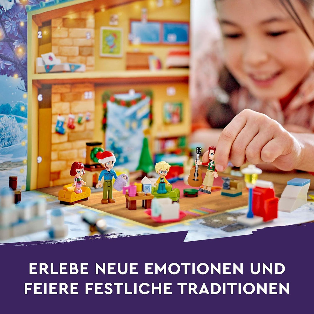 LEGO Friends Adventskalender 2024, vorweihnachtliches Kinderspielzeug mit 5 Charakteren und 3 Tieren