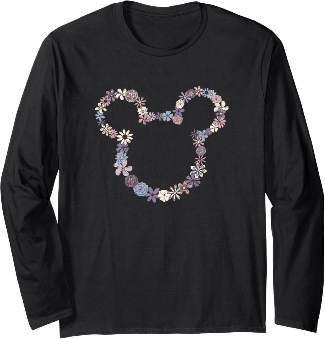 Disney Mickey & Friends Mickey-Umriss mit Blumenmotiv Langarmshirt