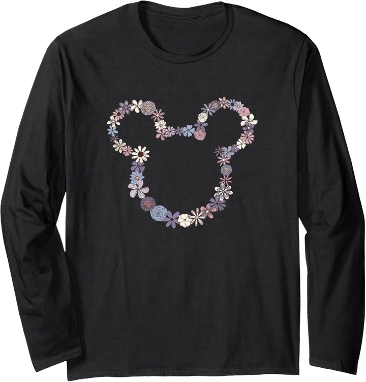 Disney Mickey & Friends Mickey-Umriss mit Blumenmotiv Langarmshirt
