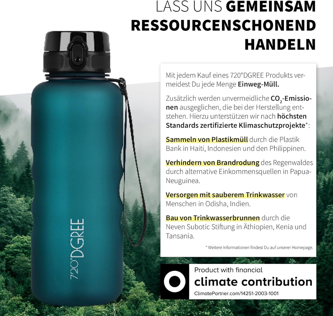 720°DGREE Trinkflasche “uberBottle“ 350ml, 500ml, 650ml, 1l softTouch +Früchtebehälter - Auslaufsich