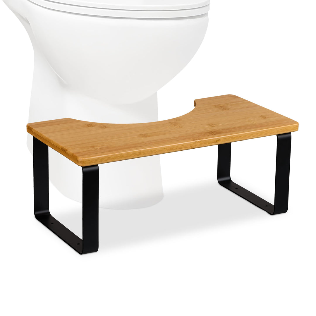 Relaxdays Toilettenhocker, Stuhlgang Unterstützung, WC Hocker Erwachsene, Bambus, HBT: 18 x 44,5 x 2