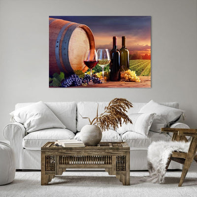 ARTTOR Bilder auf Leinwand 100x70cm Leinwandbild Wein Weinberg Sommer Gross Wanddeko Bild Schlafzimm