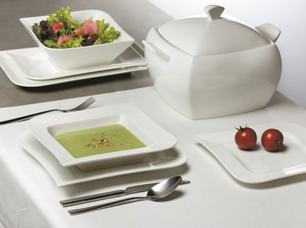 AMBITION Suppenterrine mit Deckel 4L Tokyo Porzellan Suppenterrine mit Griffen weisse Suppenvase