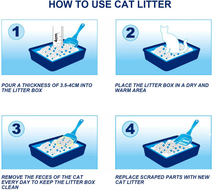 Nobleza - 4 x 3.8L Arena para Gatos de sílice Camada para gatitos de Gel de Diamante Absorbente， Cóm