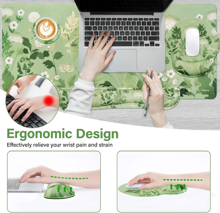 MOSISO Handgelenkauflage für Tastatur Mauspad Set,Wilde Chrysantheme Grosses Mauspad&amp;Tastaturund Mou