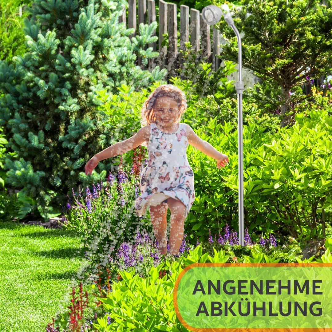 Gartendusche & Sprühnebel 2in1, Höhe 175-230 cm Sprühwinkel verstellbar Stabil mit Dreibein Aussendu