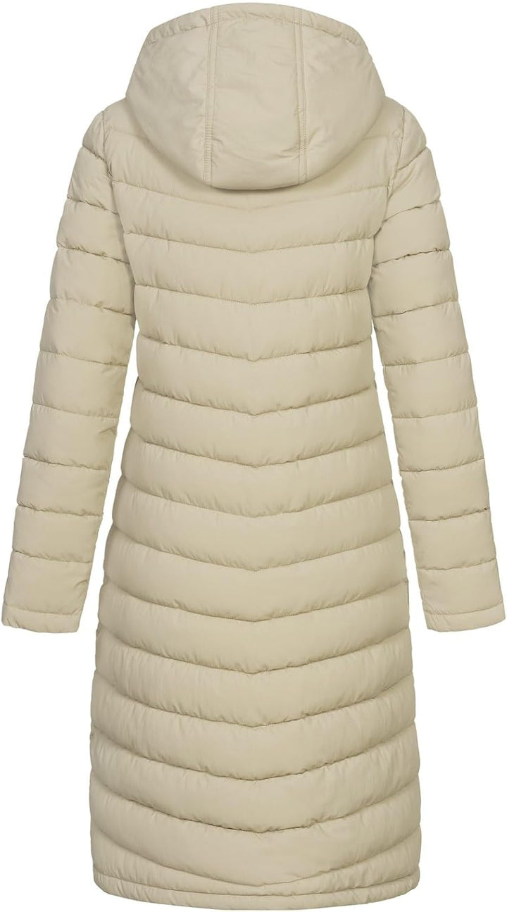 NEW VIEW Damen Jacke Steppmantel Tessa mit Kapuze L Beige (Feather Gray), L Beige (Feather Gray)