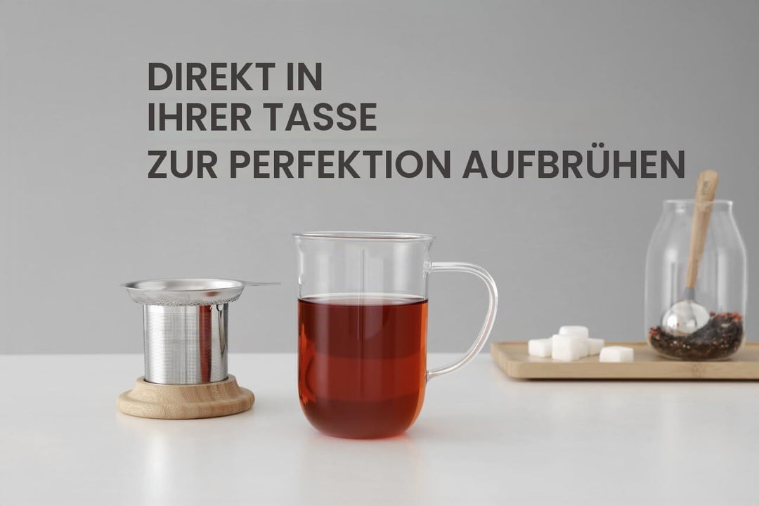 Viva Scandinavia Teetasse Glas doppelwandig mit Griff, Thermoglas mit Edelstahl-Sieb für Losen Tee-B