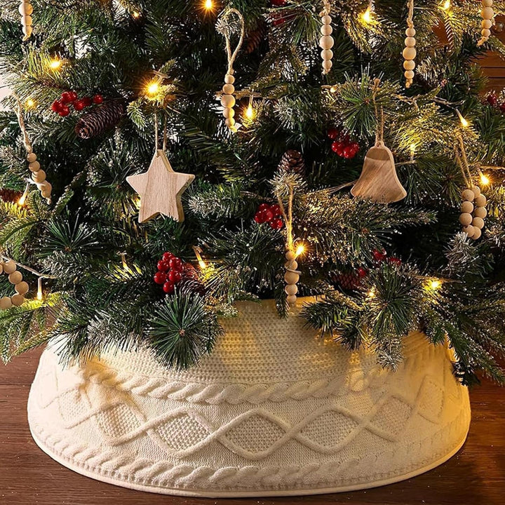 Gestrickter Weihnachtsbaum Kragen - Cremeweisse Rustikale Landhaus Alternative Zum Baumständer,Bauer