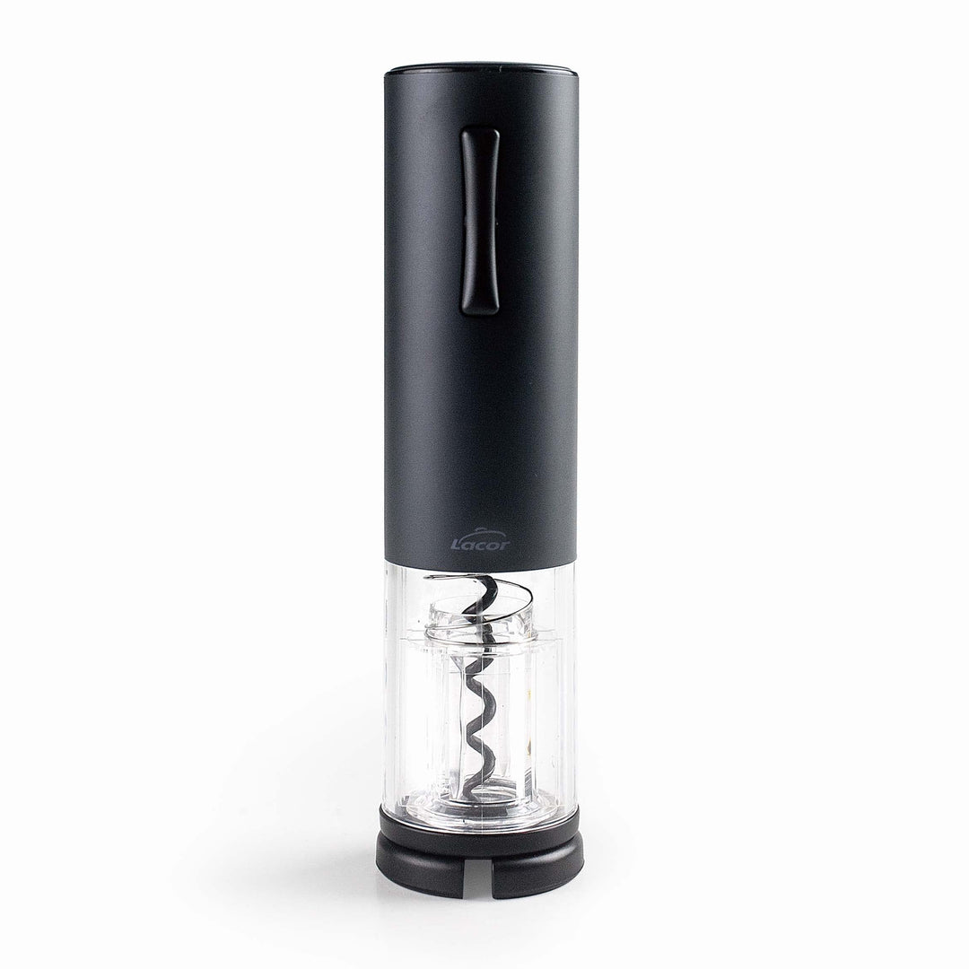 Lacor - 63057 - Elektrischer Korkenzieher Black Luxe aus Edelstahl, automatischer Weinöffner, elegan