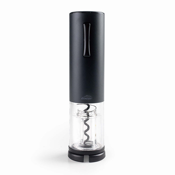 Lacor - 63057 - Elektrischer Korkenzieher Black Luxe aus Edelstahl, automatischer Weinöffner, elegan