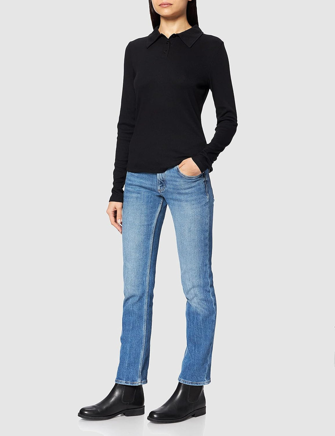 NA-KD Damen Buttoned Collar Top Hemd XS Schwarz, XS Schwarz
