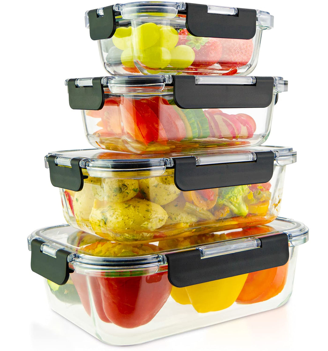 edallo NEU TRITAN - 4 vielseitige Frischhaltedosen mit TRITAN Deckel & premium Glas - Luftdicht, aus
