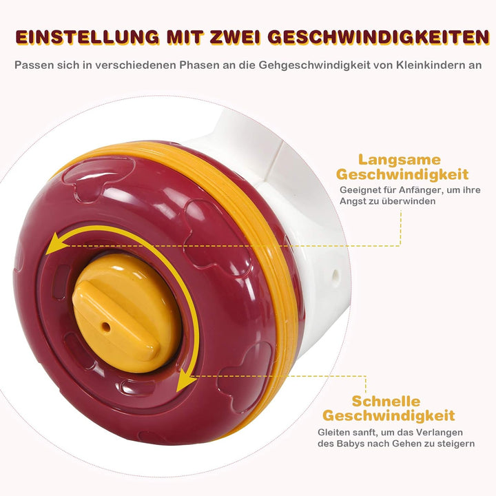 COSTWAY 3 in 1 Lauflernwagen mit Lichtern und Musik, Lauflernhilfe & Rutschauto & Spielbrett, Baby W