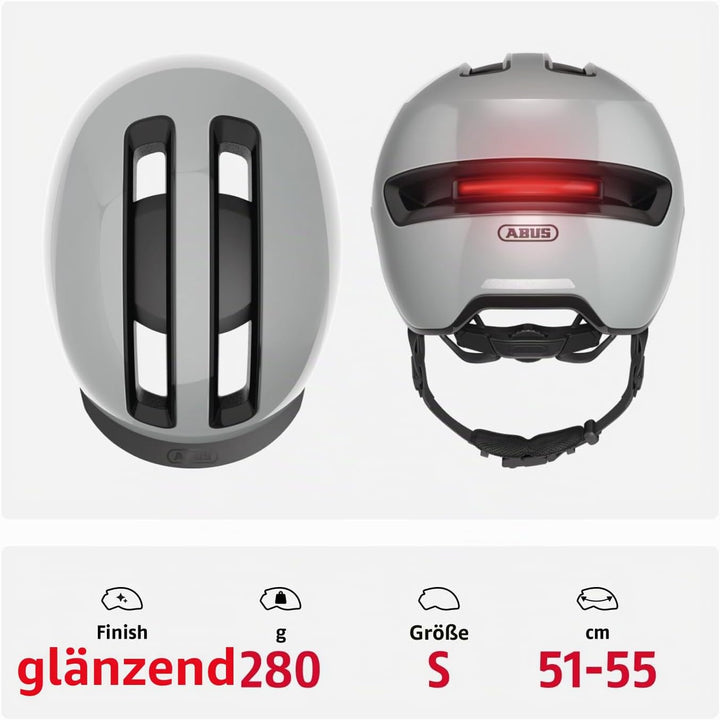ABUS Urban Helm HUD-Y - mit magnetischem, aufladbarem LED-Rücklicht &amp; Magnetverschluss - cooler Fahr