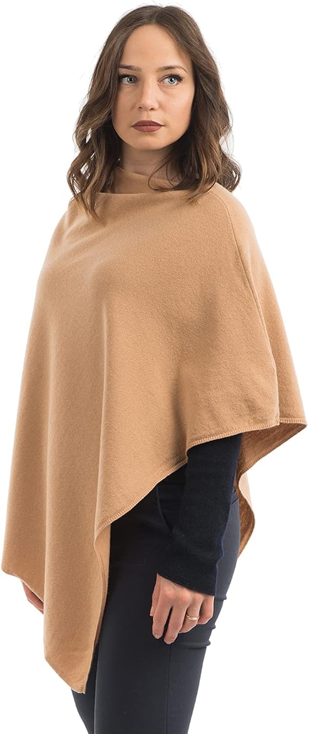 Dalle Piane Cashmere - Poncho aus Kaschmir-Gemisch - Made in Italy - Damen Einheitsgrösse Kamel, Ein