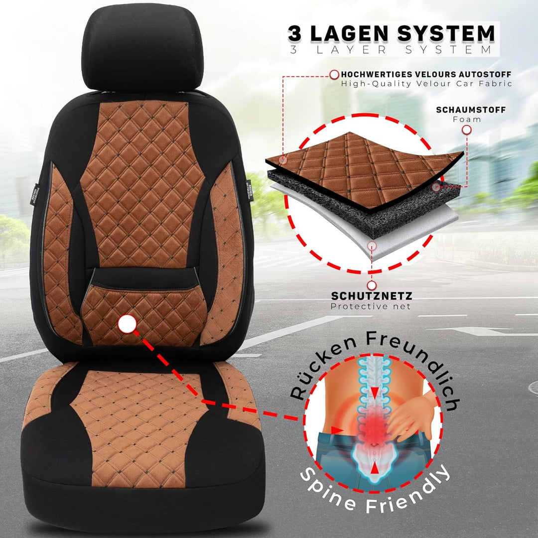 BREMER SITZBEZÜGE Mass Sitzbezüge Schonbezüge für Mercedes GLK X204 TK611 TK611 - Schokobraun / Schw