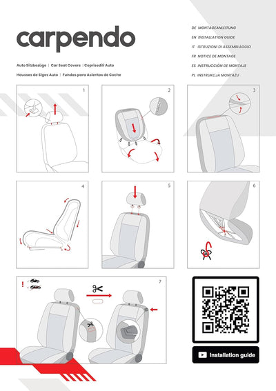 Carpendo® Sitzbezüge Auto Vordersitze in Premium Design (2er Set) Autositzbezüge Schonbezüge für Aut