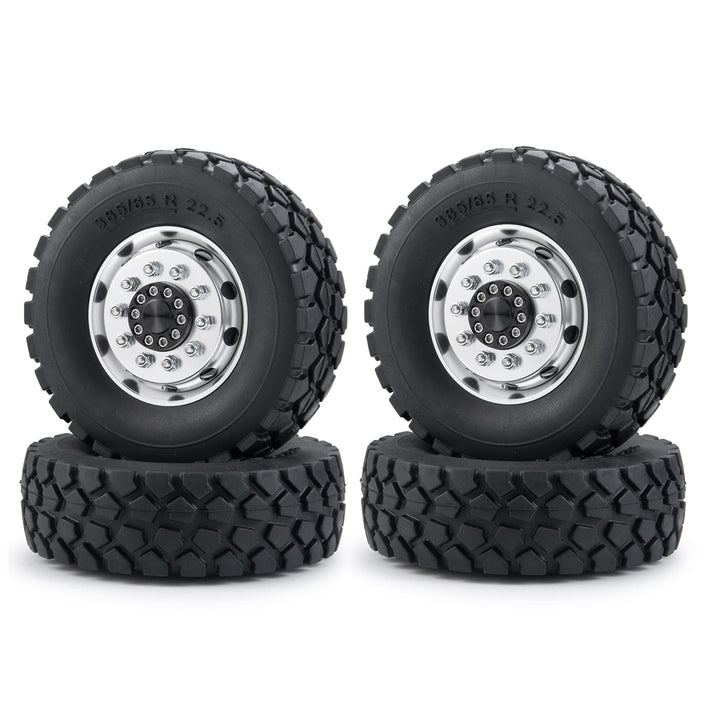 AXspeed 1/14th 4pcs/Set Metall Vorderrad Felgen Reifen Set für Tamiya Traktor Climbing Trailer Cargo