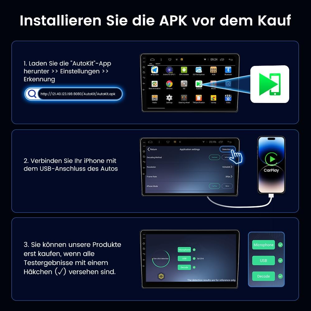 Carlinkit Wireless CarPlay &amp; Android Auto CCPA-Adapter, für Fahrzeuge mit einem nachgerüsteten Andro