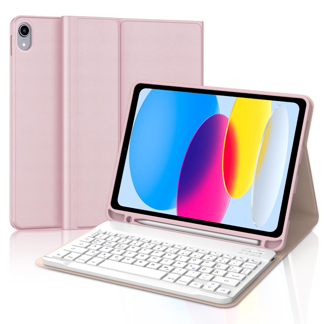 IVEOPPE Hülle Tastatur für iPad A16 11/10 Generation (2025/2022, 11/10.9 Zoll), QWERTZ Layout Keyboa