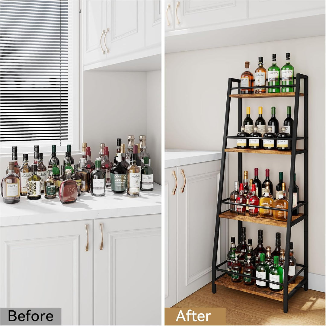 YMYNY 4-Tier Abgestufte Liquor Cabinet Mini Bar, Weinregal Freistehend Boden für Whiskey, Ecke Liquo