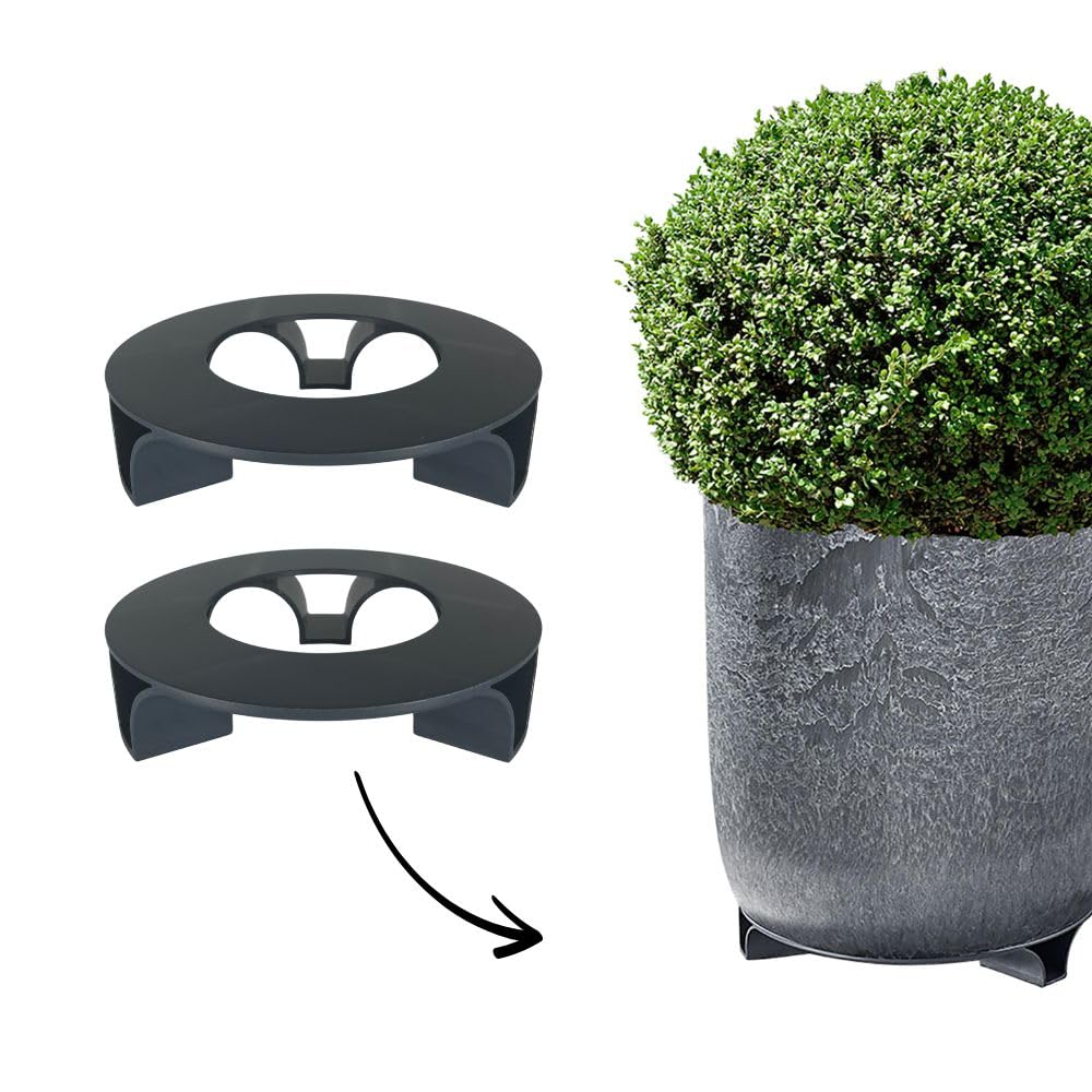 2er Set - Blumentopf Untersetzer - Farbe: Anthrazit - Rund - 16cm Durchmesser – Untersetzer Blumento