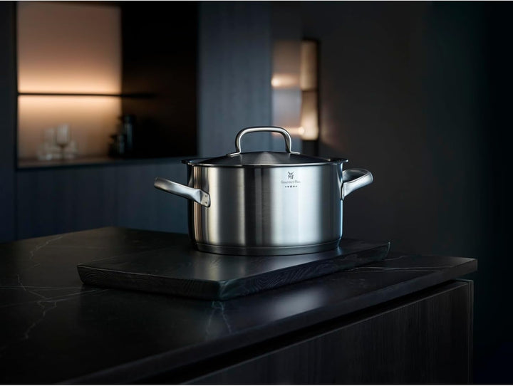 WMF Gourmet Plus Topfset Induktion 4-teilig, Kochtopf Set mit Metalldeckel, Cromargan Edelstahl matt
