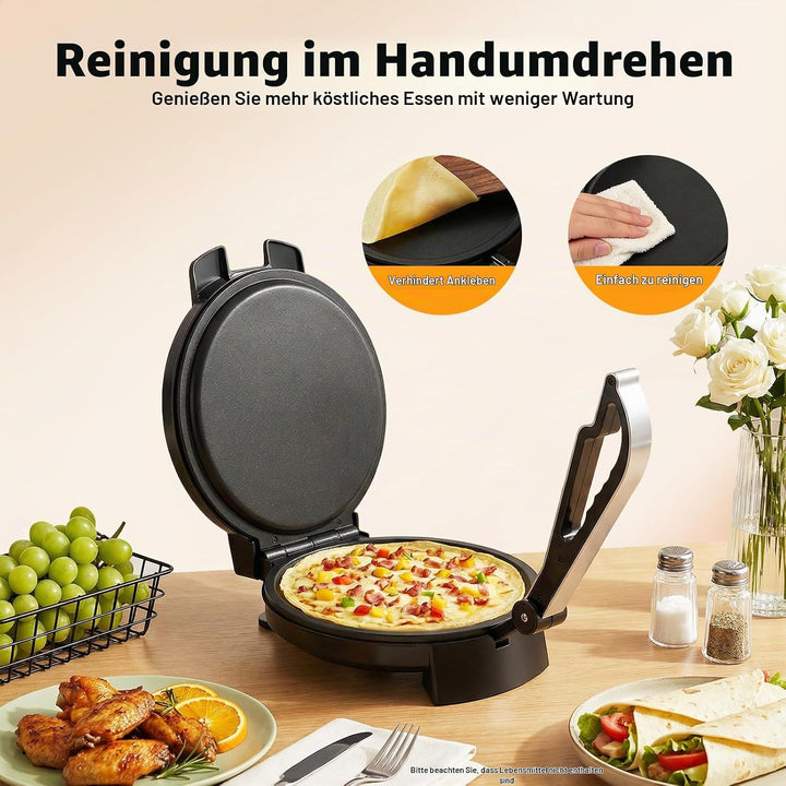 Elektrischer Pancake Backmaschine, Roti Maker, Chapati Tortilla Presse Maker Doppelseitige Heizung E
