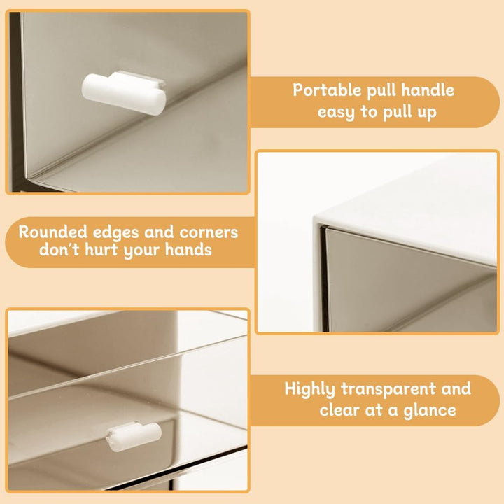 DIBALIYI 2PCS Kunststoff Organizer mit Schubladen, Klarer Deckel Schubladenbox Stapelbar, Tee Aufbew