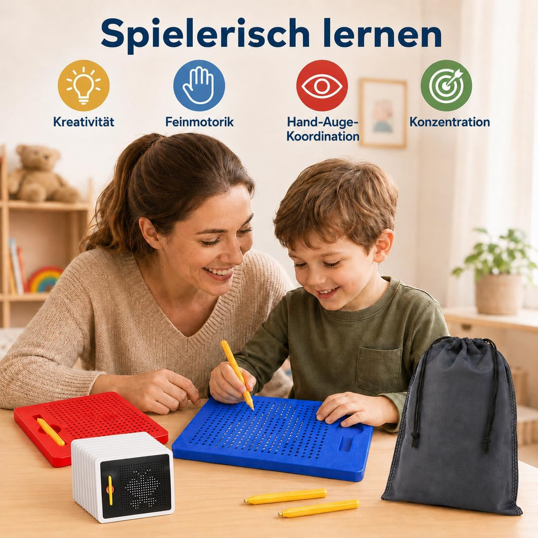 2 Stück Magnetische Zeichentafel, Stahlkugel Magnetspiel mit magnetischem Stift, Zaubertafel, Pädago