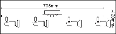 Trango 4-flammig 2890-048-5W LED Deckenleuchte *OSCAR* inkl. 4x 5 Watt GU10 LED Leuchtmittel in Chro