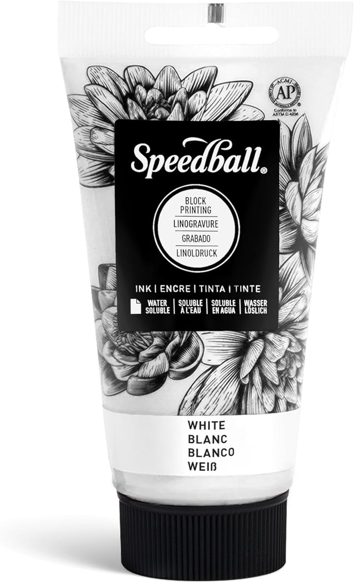 Speedball 003503 75 cc wasserlösliche Blocktinte, Holz, Weiss/opulenter Garten, 2.5-Ounce Tube, Weis