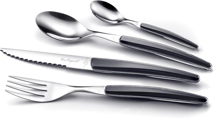 Lou Laguiole Besteck MONTANA, Tafelbesteck für 6 Personen, 18/0 Edelstahl mit kristallierter Dekorgr