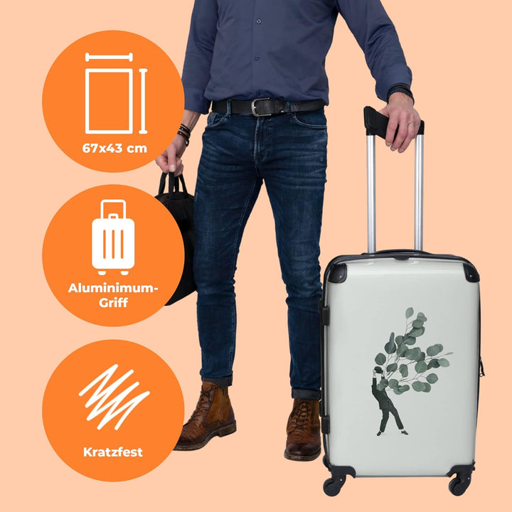 Koffer gross Trolley Rollkoffer Reisekoffer mit 4 Rollen Fotokoffer - Abstrakt - Mann - Pastell - De