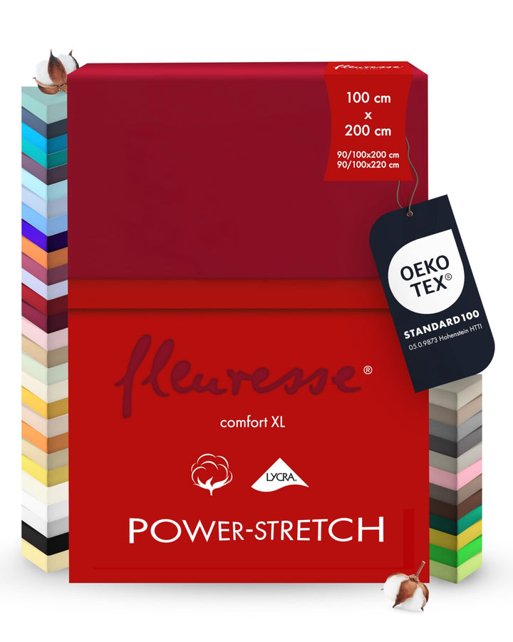 fleuresse 1119 XXL Jersey Stretch Spannbetttuch (96% Baumwolle, 4% Elasthan), mit Rumdumgummizug, Ök