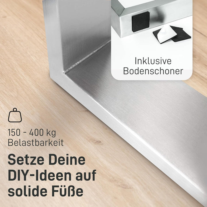 Natural Goods Berlin 2X Tisch-Gestell RECHTECK Edel-Stahl | Einfache Montage | Tisch-Beine aus Metal