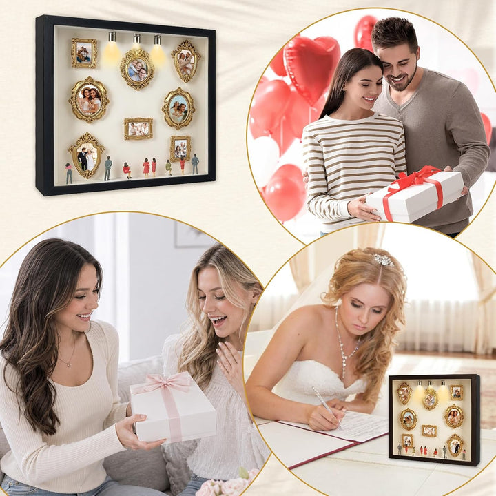 Kitimi Mini Museum Bilderrahmen, DIY Mini Museum Silhouette Box mit LED Licht, DIY Fotospeicher Bild