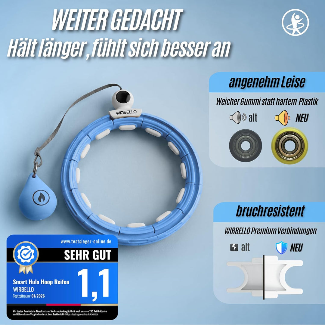 Smart Hula Hoop Reifen Erwachsene, 3 Gewichte für anpassbare Intensität, Hulahub Reifen zum Abnehmen